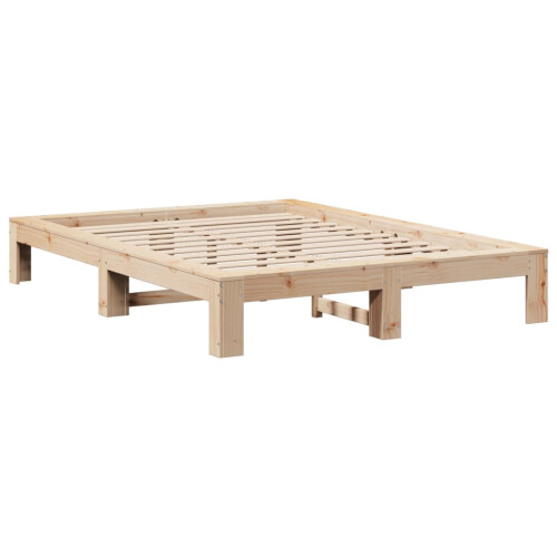 VidaXL (natural, 135 x 190 cm) vidaXL Bed Frame without Mattress Bed Base Solid Wood Pine 2