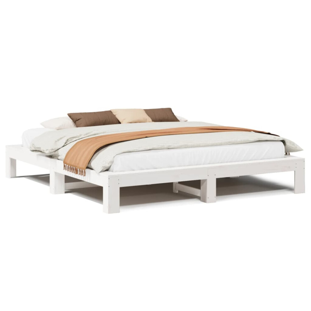 (white, 180 x 200 cm) vidaXL Bed Frame without Mattress Bed Base Solid Wood Pine