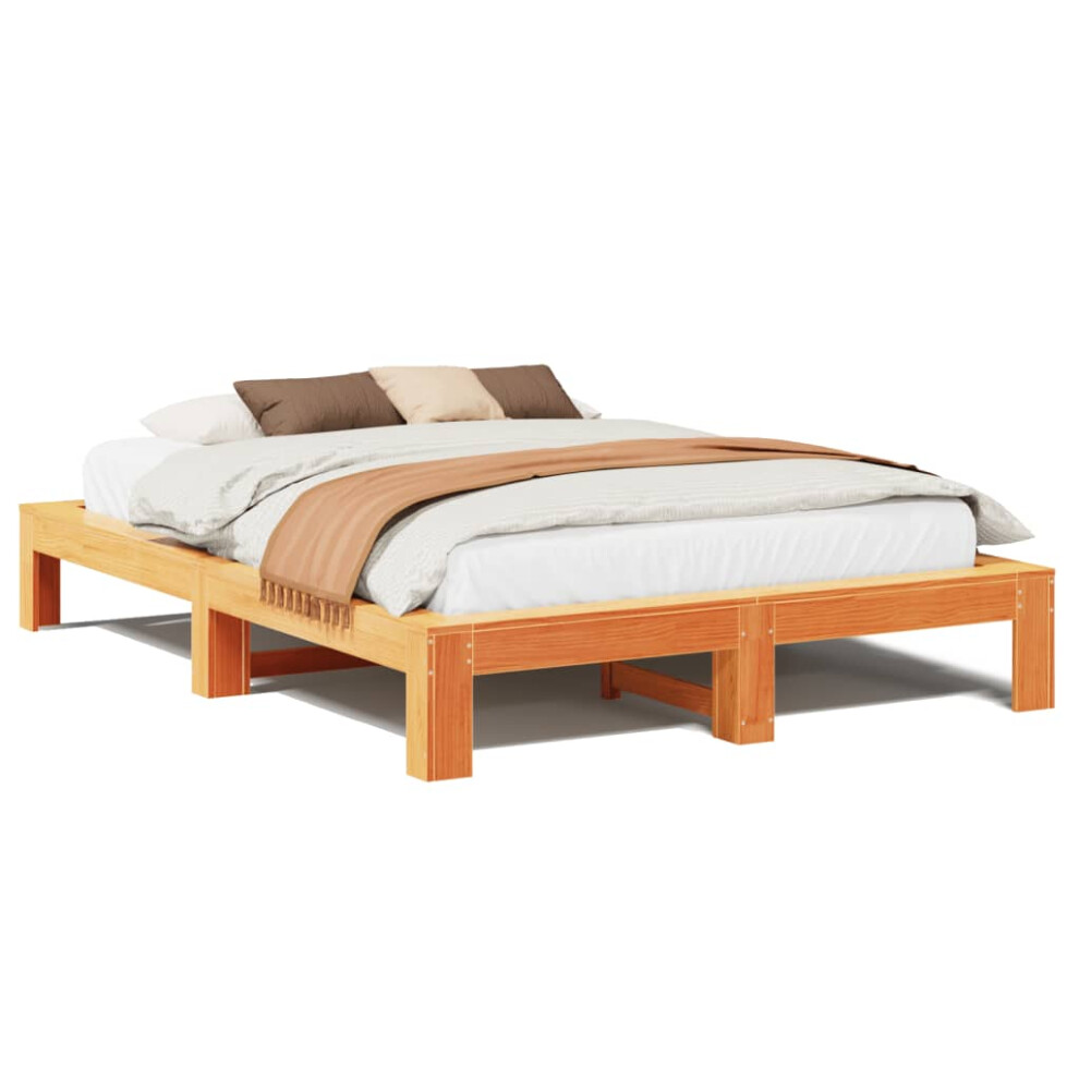 Vidaxl (Wax Brown, 140 X 200 Cm) Bed Frame Without Mattress Bed Base Solid Wood Pine