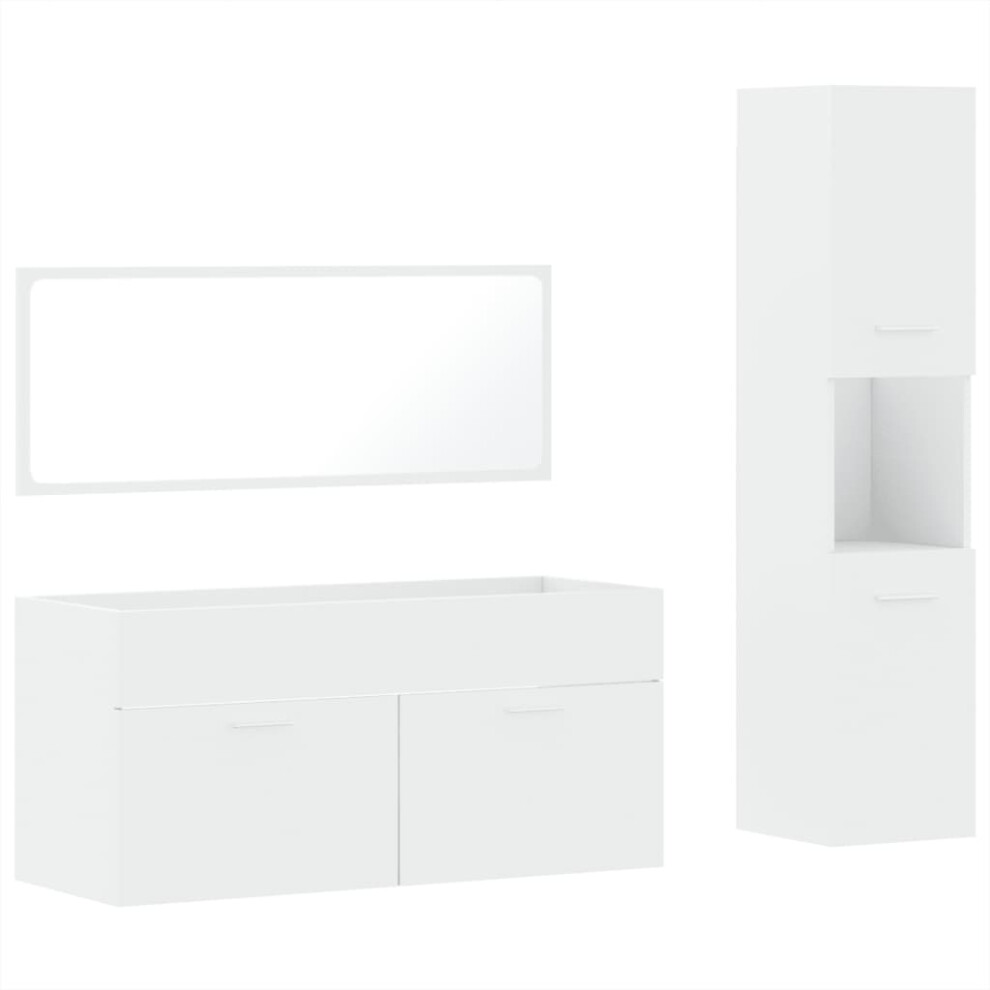 (white) vidaXL Bathroom Furniture Set 3 Piece Storage Cabinet Cupboard Engineered Wood