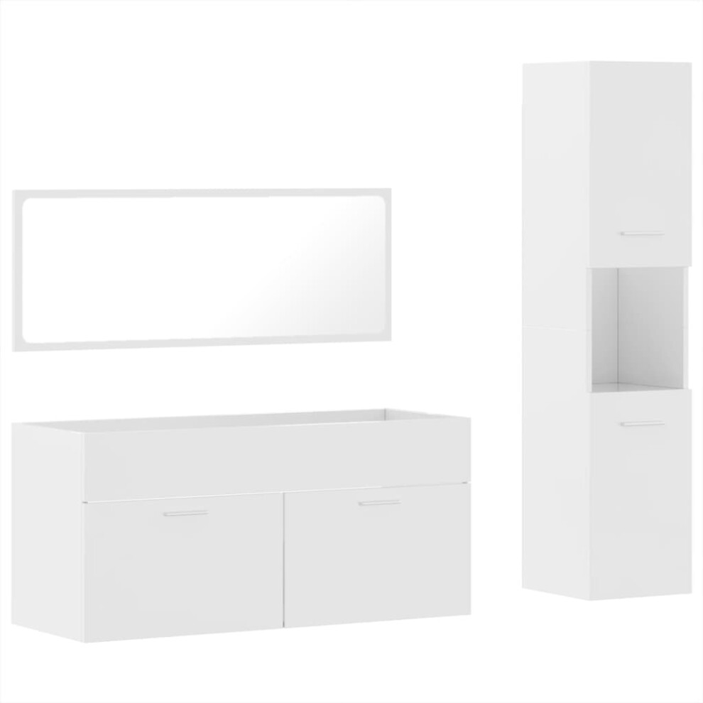 (high gloss white) vidaXL Bathroom Furniture Set 3 Piece Storage Cabinet Cupboard Engineered Wood