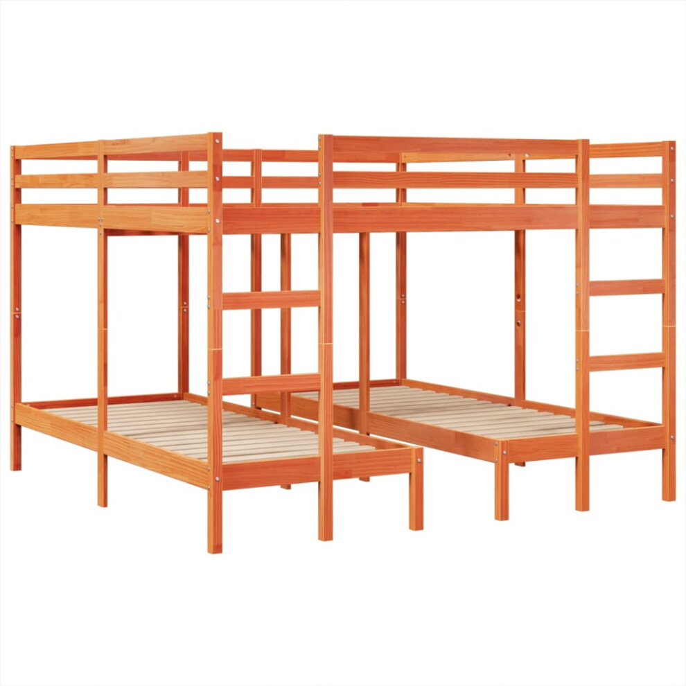 (wax brown, 200 x 200/80 x 200 cm) vidaXL Triple Bunk Bed Frame Kids Bed Base Mattress Foundation Solid Wood Pine