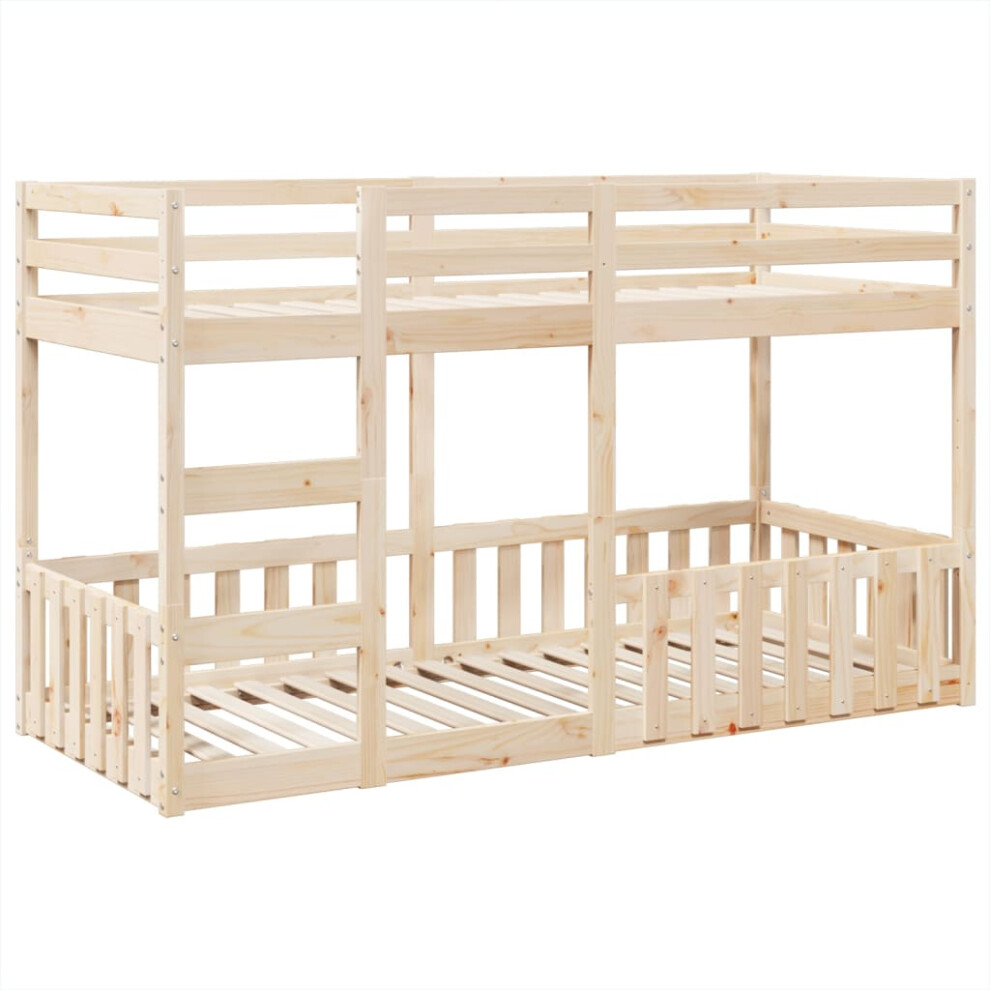 Vidaxl (Natural, 90 X 200 Cm) Bunk Bed Loft Bed Kids Bed Frame Mattress Foundation Solid Wood Pine