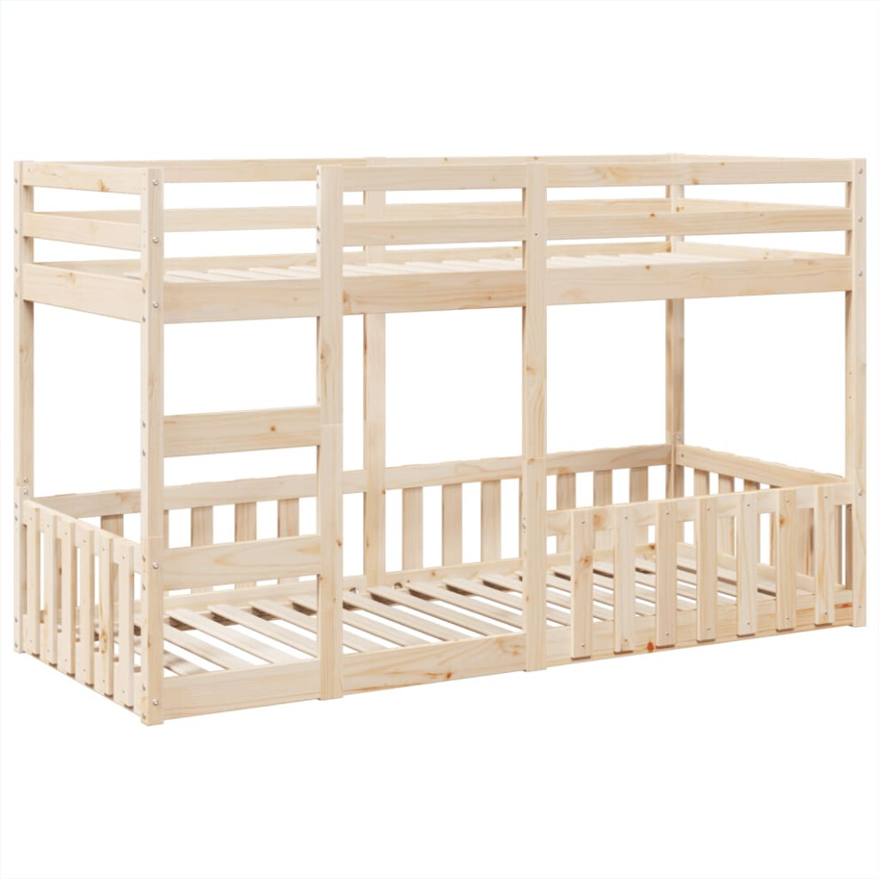Vidaxl (Natural, 80 X 200 Cm) Bunk Bed Loft Bed Kids Bed Frame Mattress Foundation Solid Wood Pine
