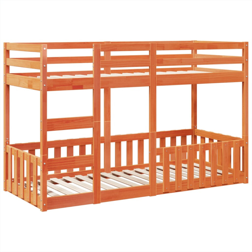 Vidaxl (Wax Brown, 75 X 190 Cm) Bunk Bed Loft Bed Kids Bed Frame Mattress Foundation Solid Wood Pine