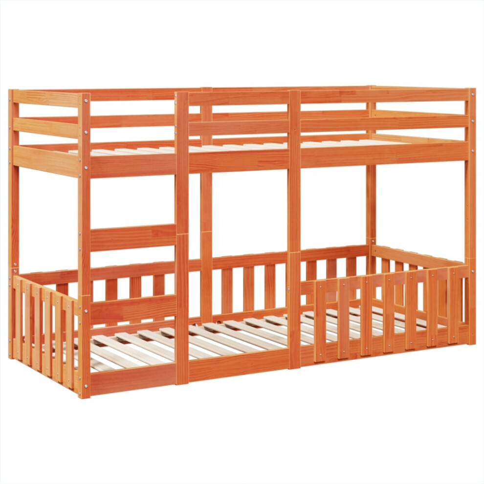 Vidaxl (Wax Brown, 80 X 200 Cm) Bunk Bed Loft Bed Kids Bed Frame Mattress Foundation Solid Wood Pine