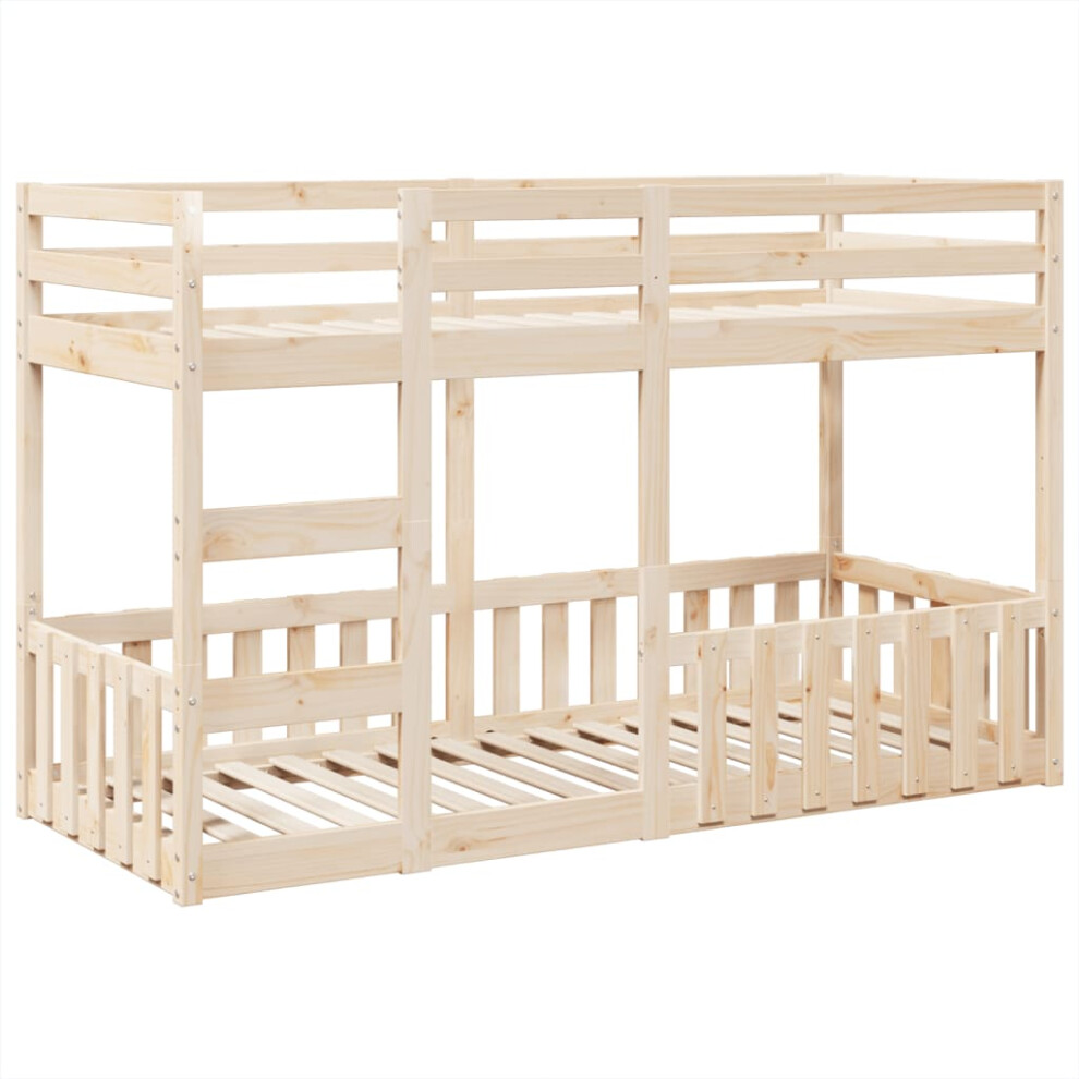 (natural, 90 X 190 cm) vidaXL Bunk Bed Loft Bed Kids Bed Frame Mattress Foundation Solid Wood Pine