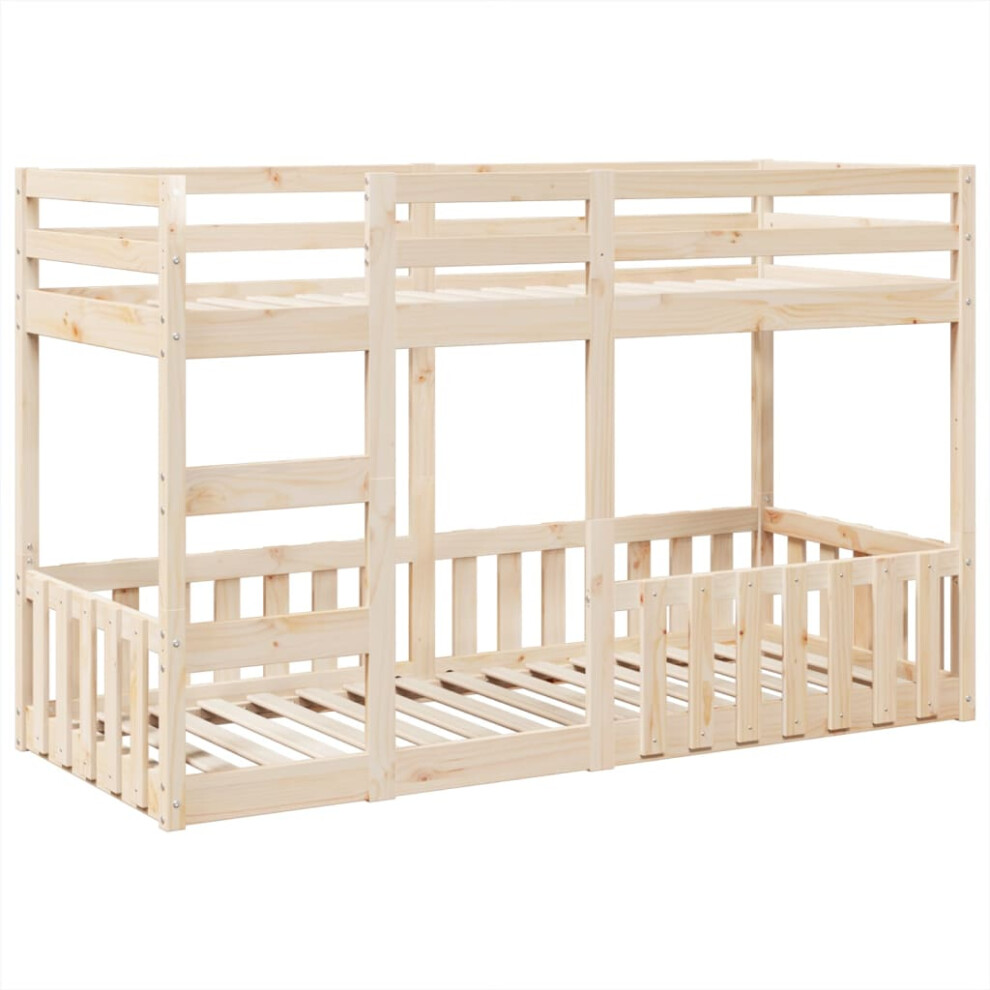 (natural, 75 x 190 cm) vidaXL Bunk Bed Loft Bed Kids Bed Frame Mattress Foundation Solid Wood Pine