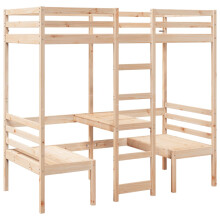 vidaXL Hochbett mit Schreibtisch & Stühlen 75x190 cm Massivholz Kiefer