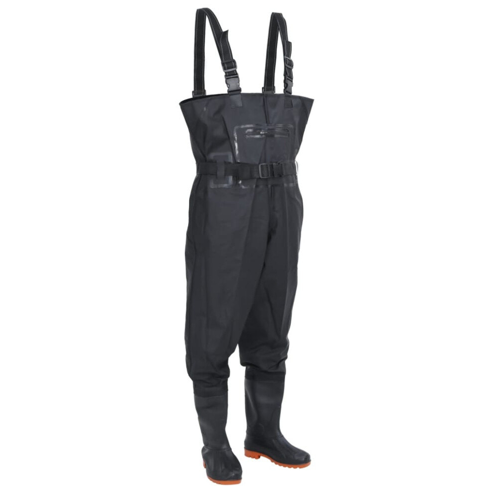 (black, 45) vidaXL Chest Waders With Boots And Belt Waterproof Hunting Fishing Waders