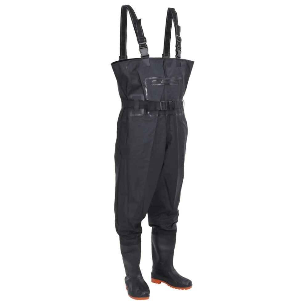 (black, 44) vidaXL Chest Waders with Boots and Belt Waterproof Hunting Fishing Waders