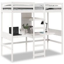 vidaXL Hochbett ohne Matratze Weiß 80x200 cm Massivholz Kiefer