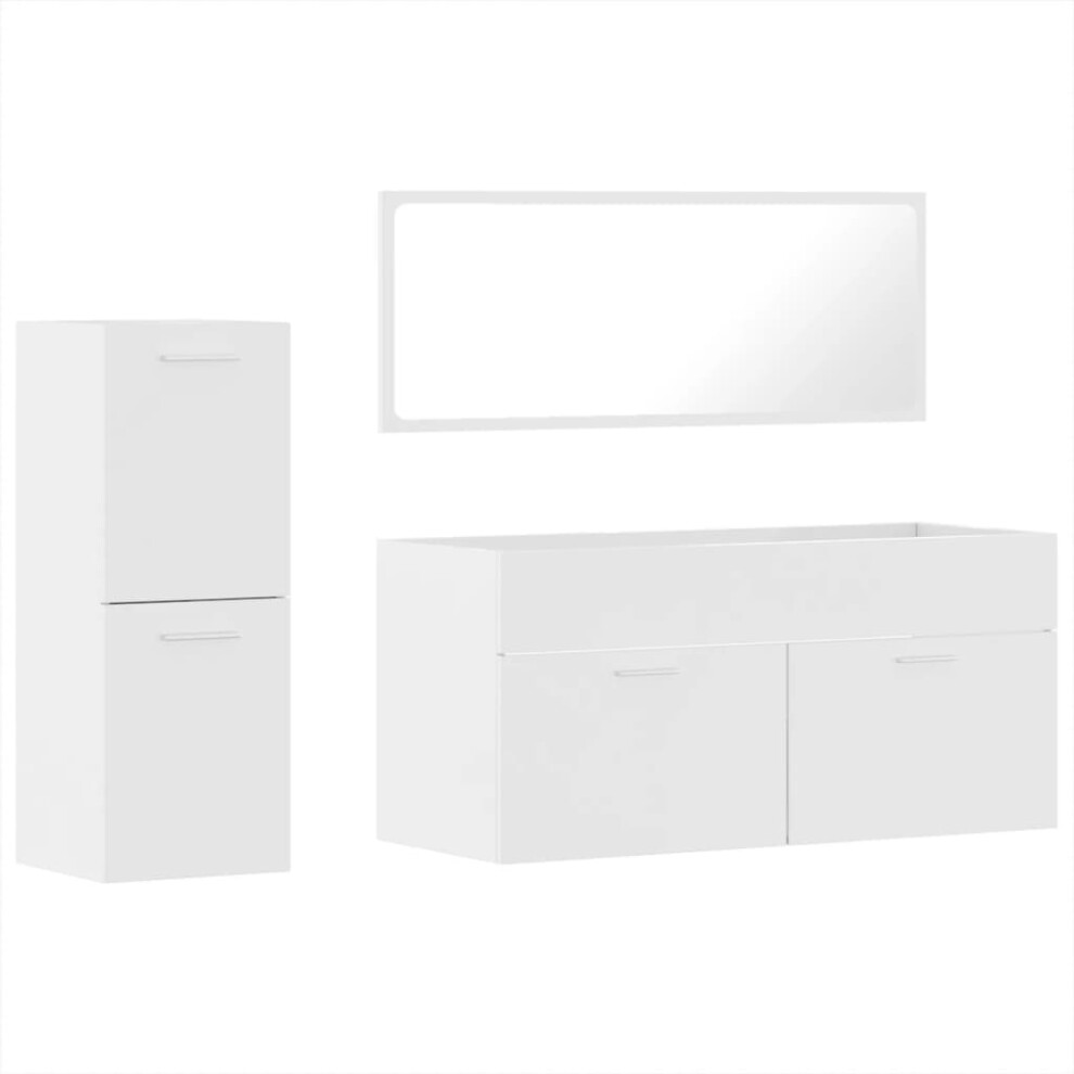 (high gloss white) vidaXL Bathroom Furniture Set 3 Piece Storage Cabinet Engineered Wood