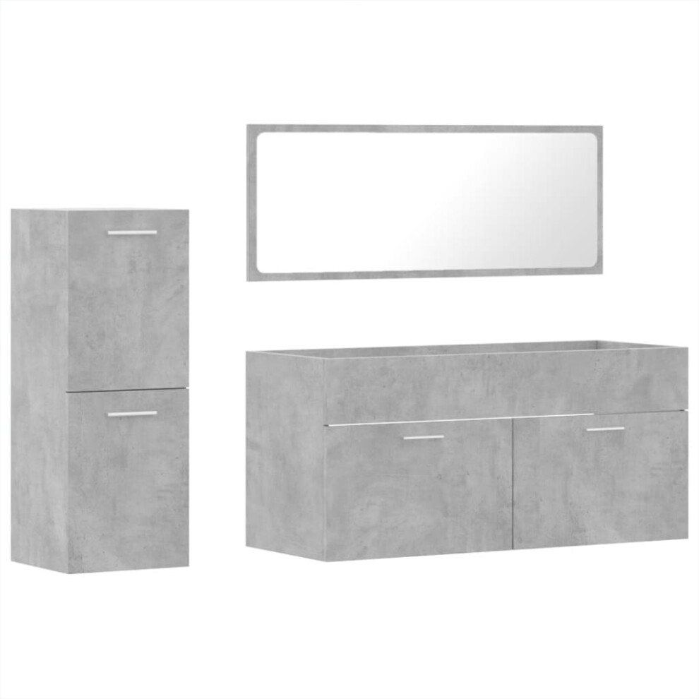 (concrete grey) vidaXL Bathroom Furniture Set 3 Piece Storage Cabinet Engineered Wood