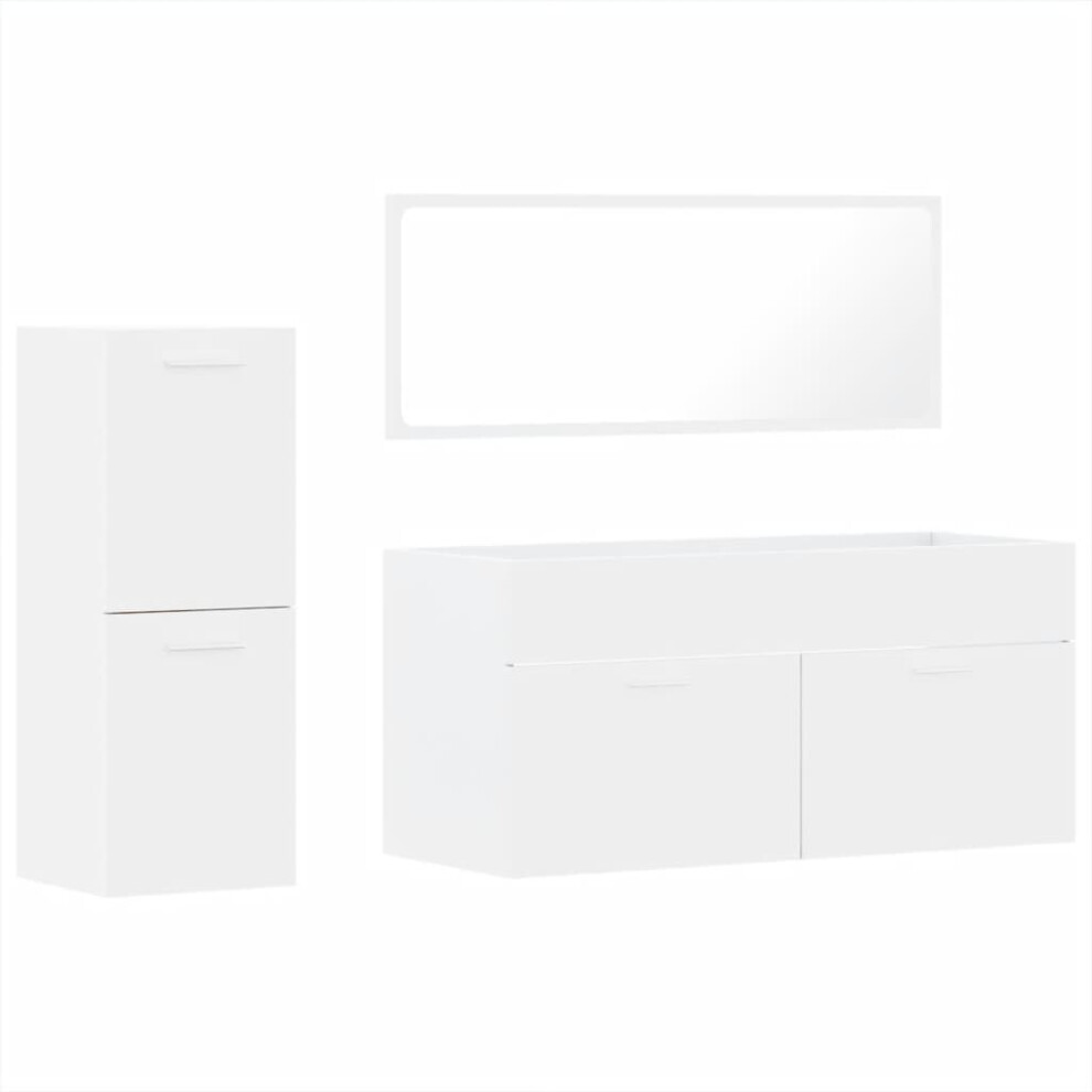 (white) vidaXL Bathroom Furniture Set 3 Piece Storage Cabinet Engineered Wood