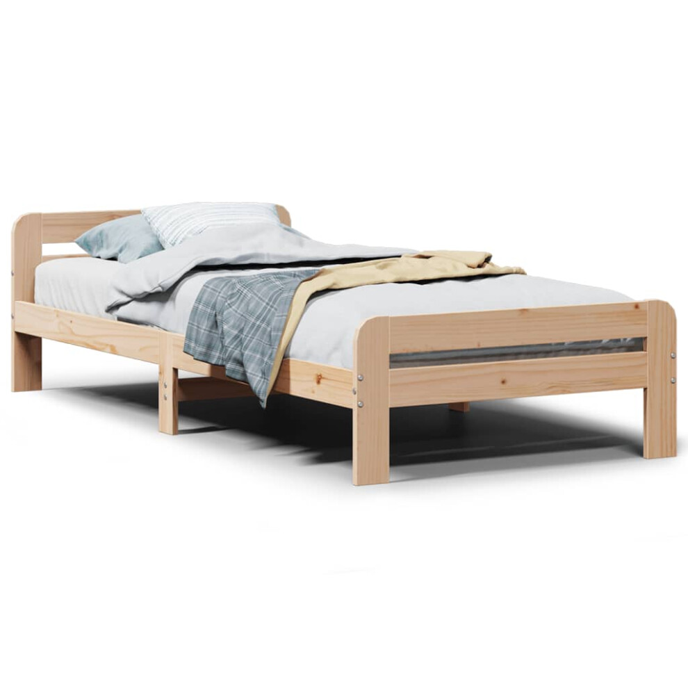 (natural, 75 x 190 cm) vidaXL Bed Frame without Mattress Bed Base Solid Wood Pine