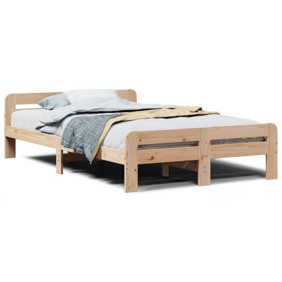 (natural, 120 x 200 cm) vidaXL Bed Frame without Mattress Bed Base Solid Wood Pine