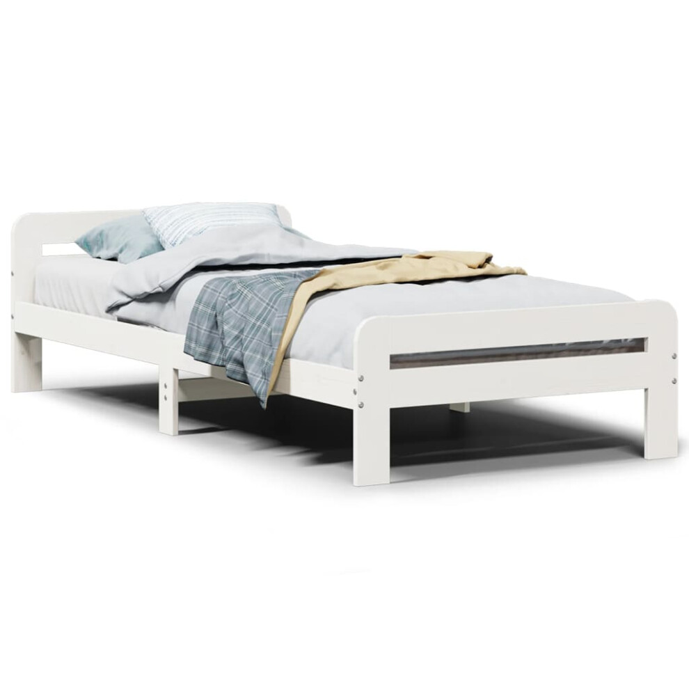 (white, 90 x 190 cm) vidaXL Bed Frame without Mattress Bed Base Solid Wood Pine