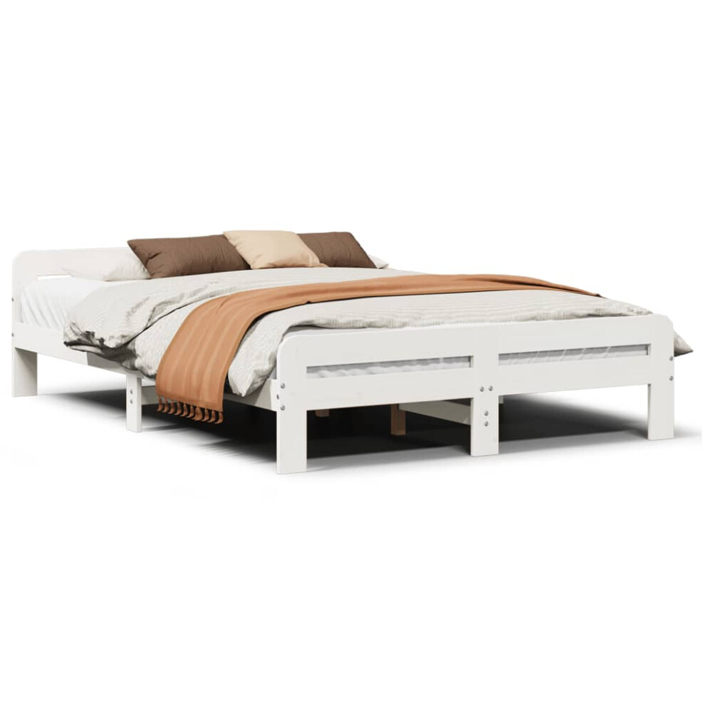 (white, 150 x 200 cm) vidaXL Bed Frame without Mattress Bed Base Solid Wood Pine