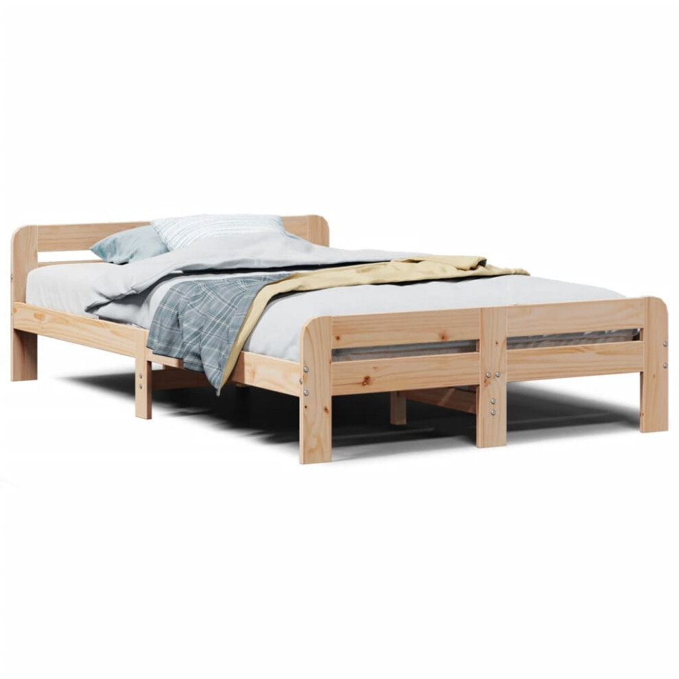 (natural, 135 x 190 cm) vidaXL Bed Frame without Mattress Bed Base Solid Wood Pine