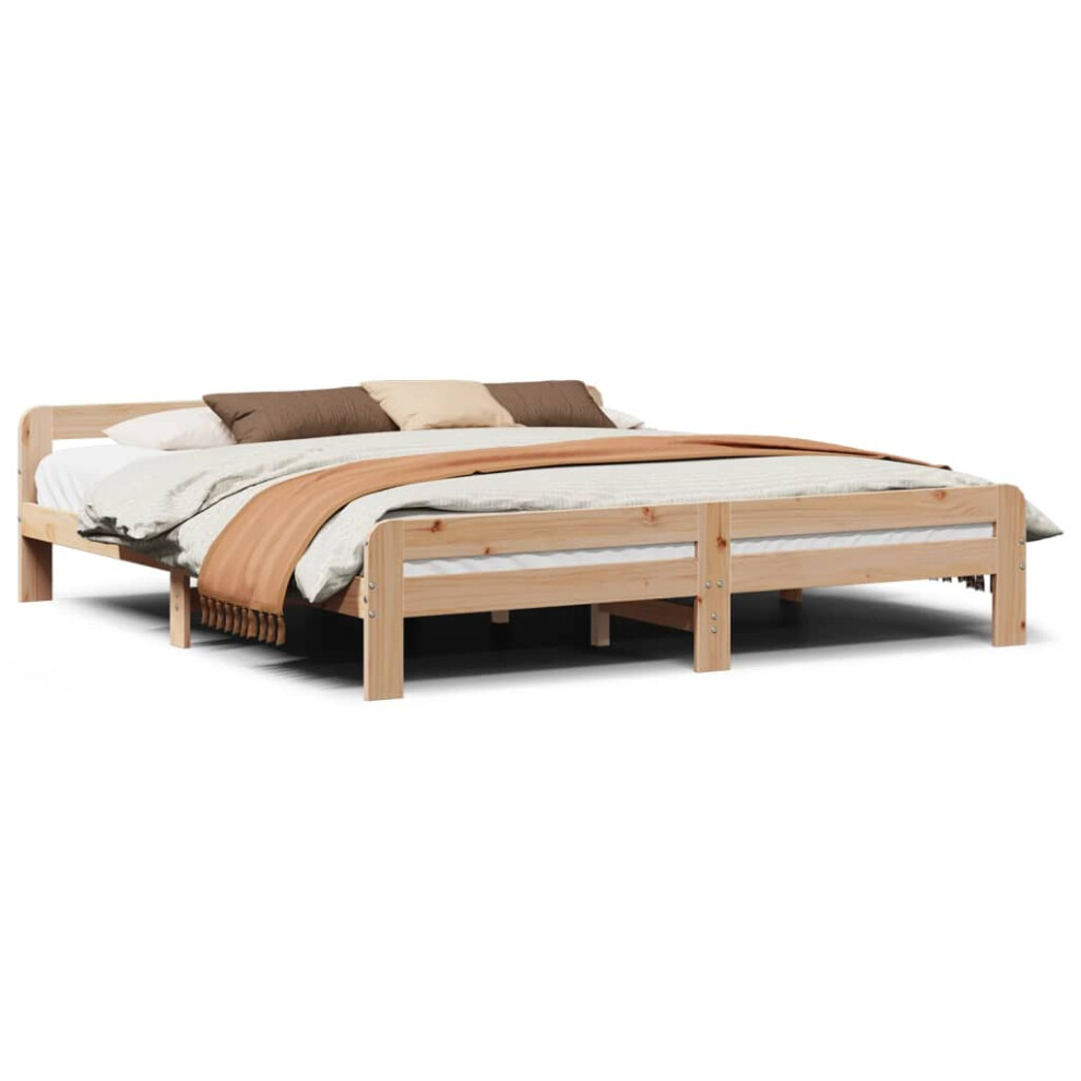 Vidaxl (Natural, 200 X 200 Cm) Bed Frame Without Mattress Bed Base Solid Wood Pine