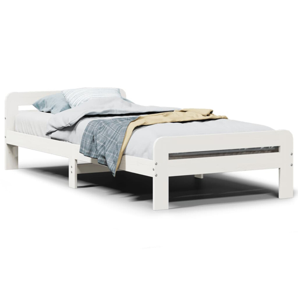 (white, 75 x 190 cm) vidaXL Bed Frame without Mattress Bed Base Solid Wood Pine