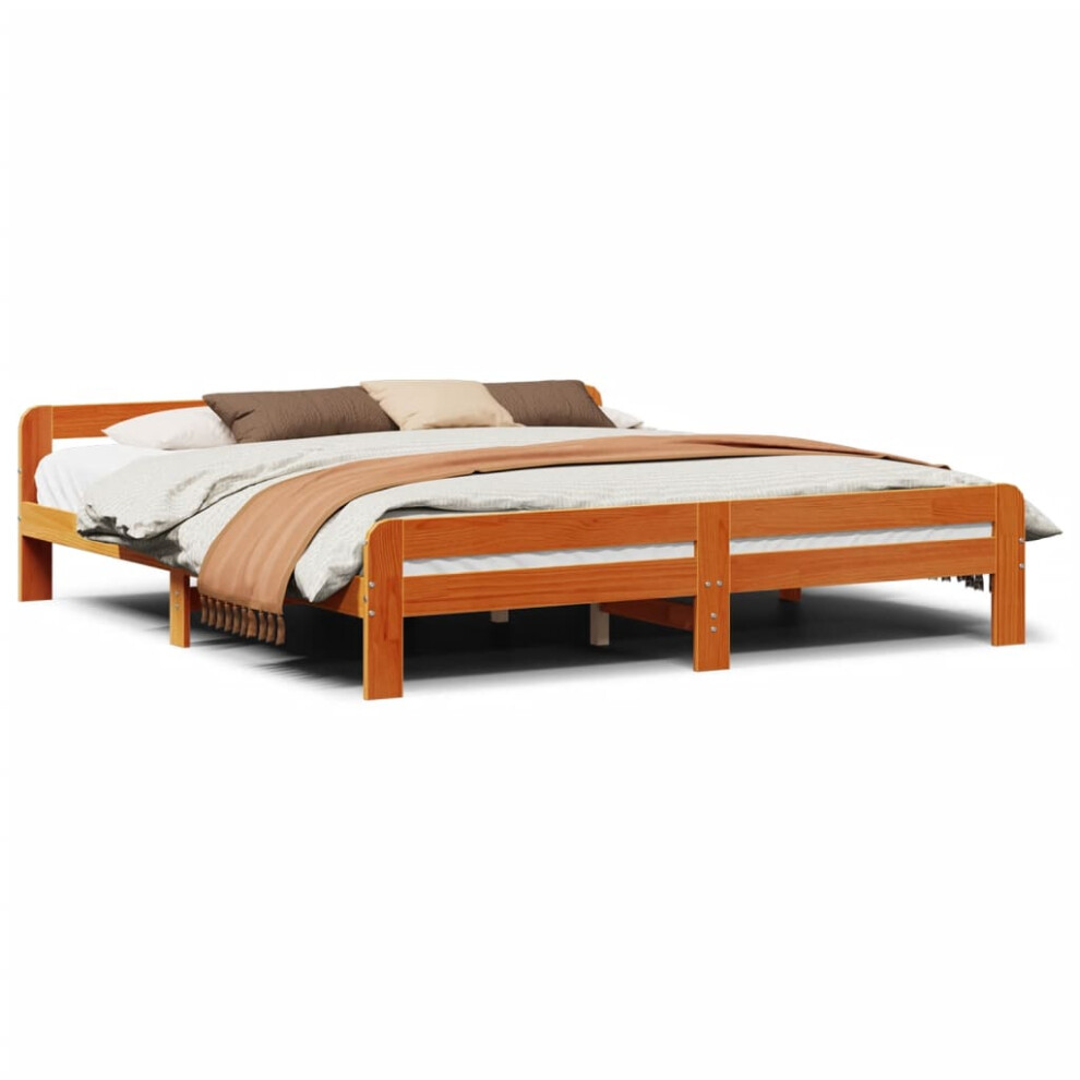 (wax brown, 200 x 200 cm) vidaXL Bed Frame without Mattress Bed Base Solid Wood Pine