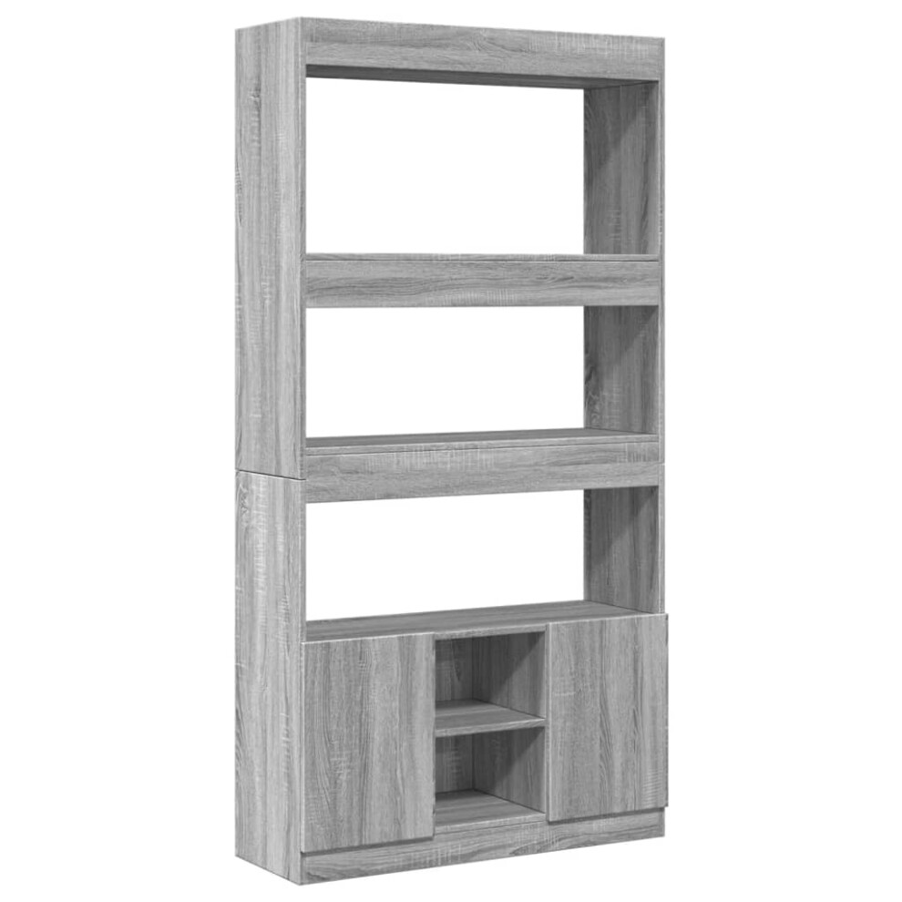 Vidaxl (Grey Sonoma, 92 X 33 X 180 Cm) Highboard Sideboard Storage Organiser Cabinet Cupboard Engineered Wood