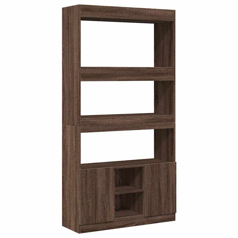 (brown oak, 92 x 33 x 180 cm) vidaXL Highboard Sideboard Storage Organiser Cabinet Cupboard Engineered Wood