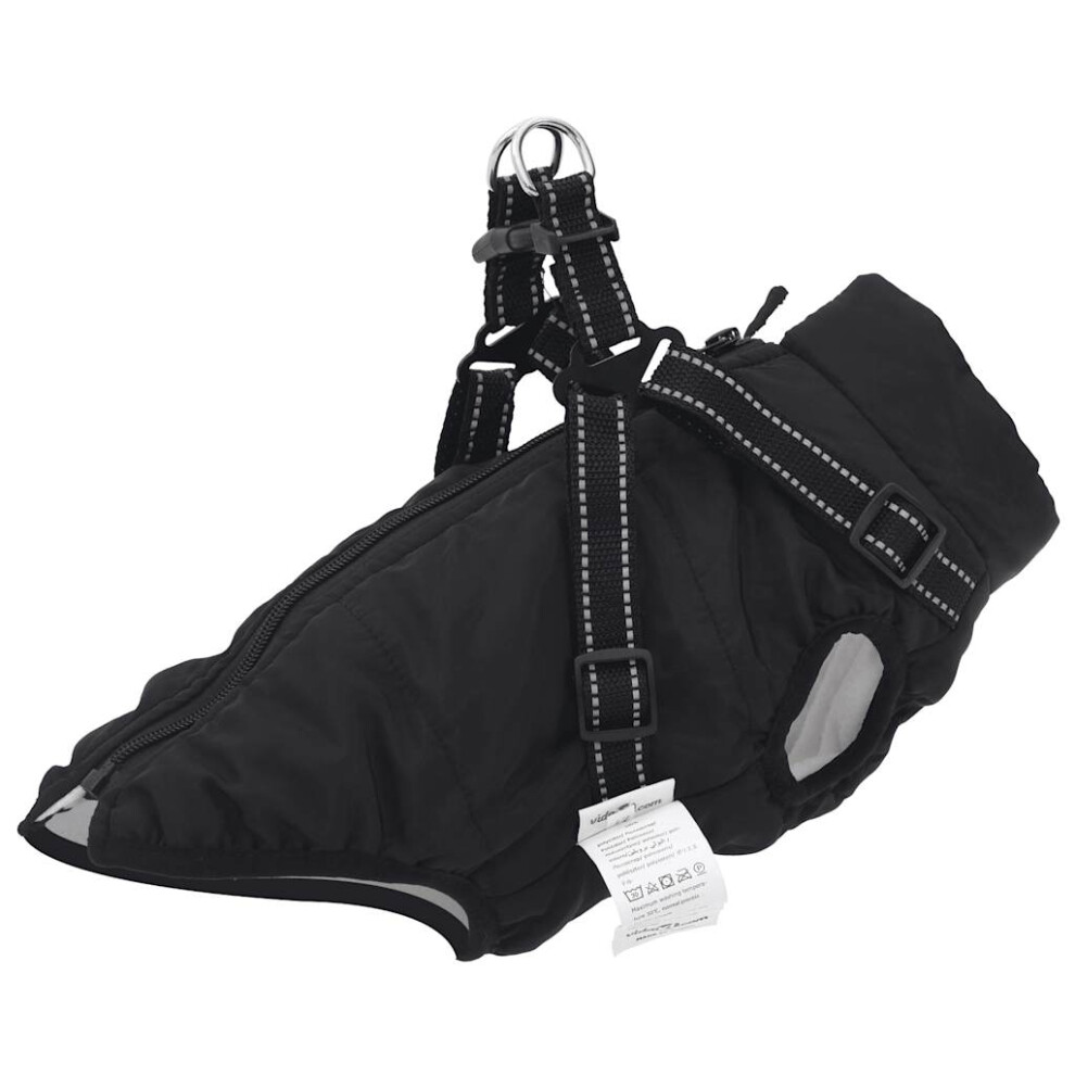 (black, l) vidaXL Dog Coat with Harness Waterproof Reflective Dog Winter Coat Dog Jacket