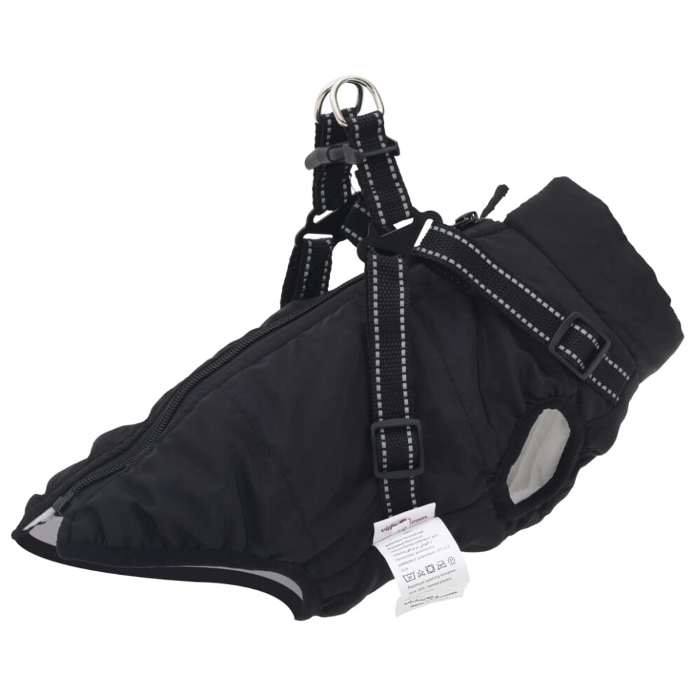 Vidaxl (Black, S) Dog Coat With Harness Waterproof Reflective Dog Winter Coat Dog Jacket