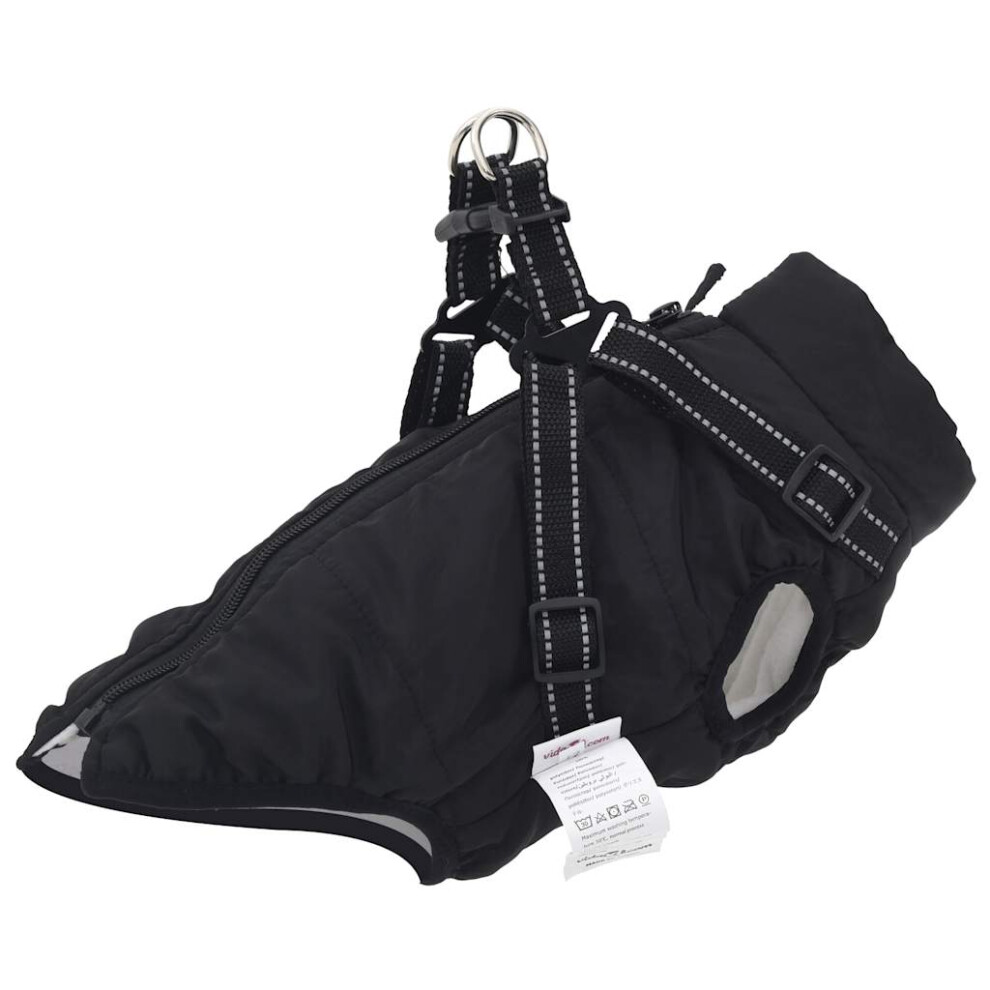 (black, m) vidaXL Dog Coat with Harness Waterproof Reflective Dog Winter Coat Dog Jacket