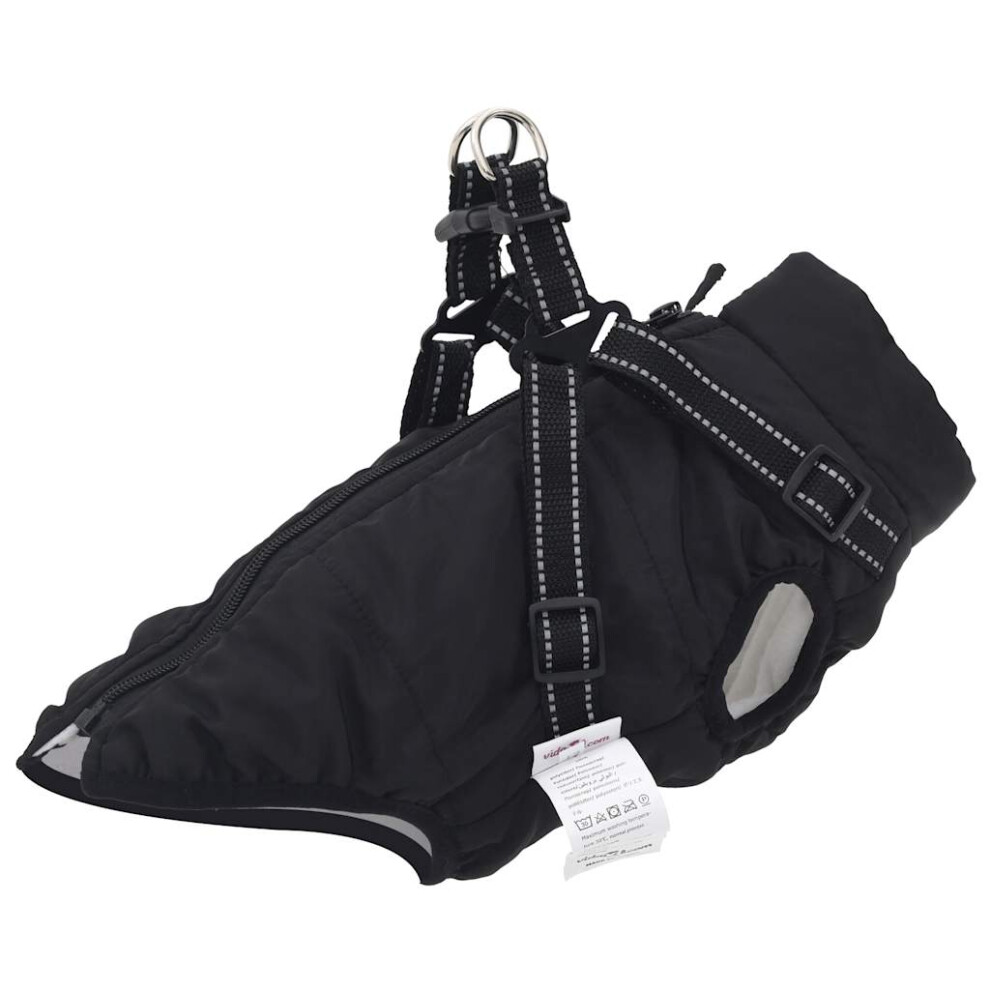 Vidaxl (Black, 2XL) Dog Coat With Harness Waterproof Reflective Dog Winter Coat Dog Jacket