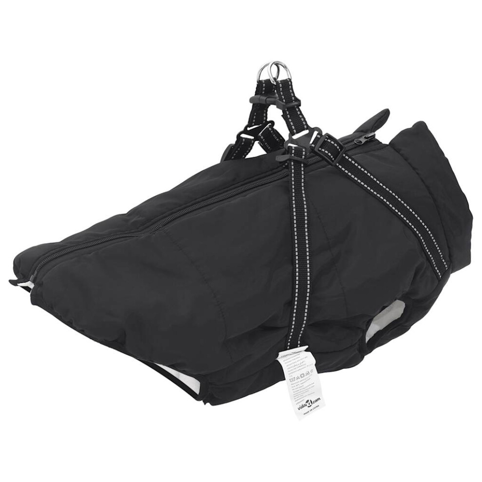 (black, 3xl) vidaXL Dog Coat with Harness Waterproof Reflective Dog Winter Coat Dog Jacket