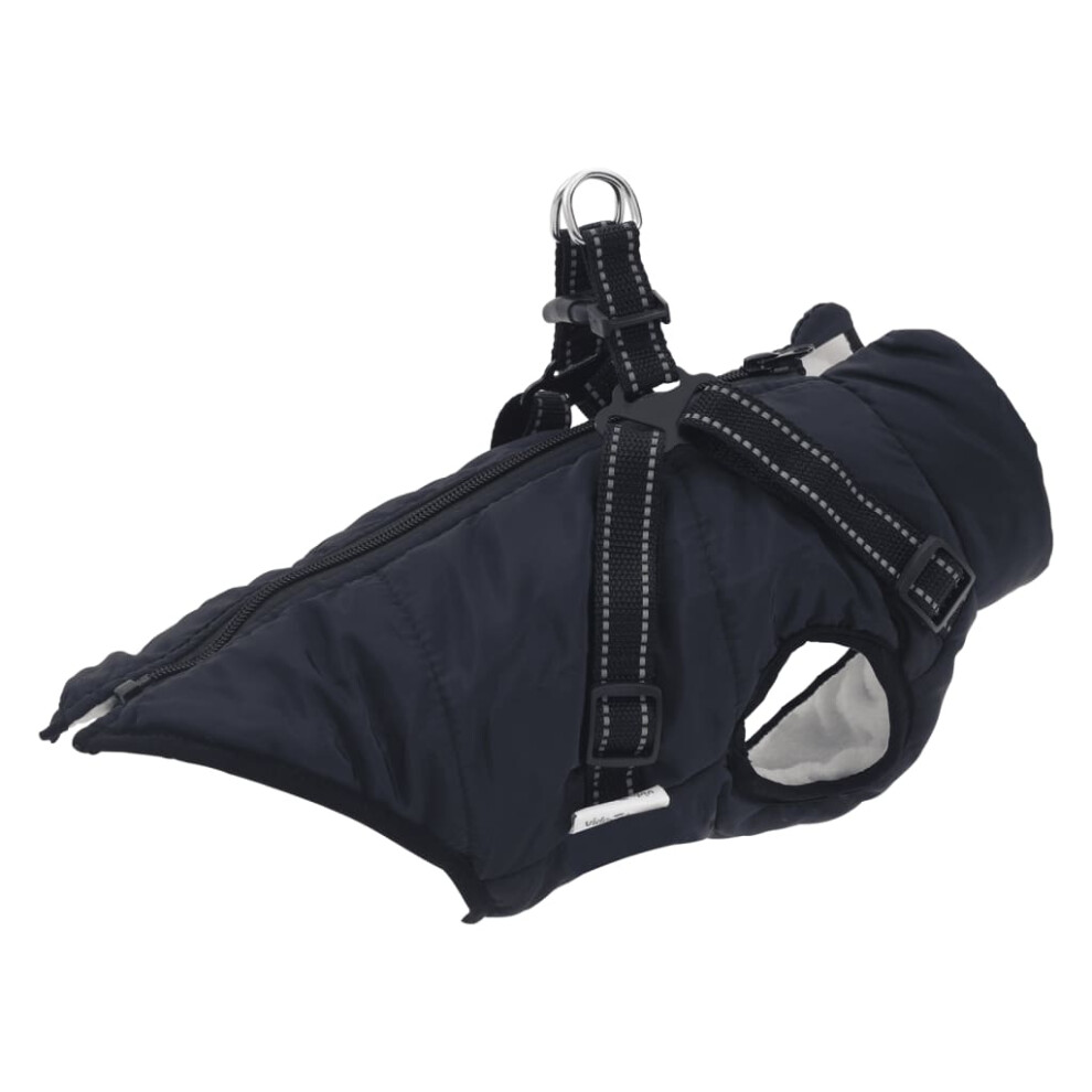 (navy blue, m) vidaXL Dog Coat with Harness Waterproof Reflective Dog Winter Coat Dog Jacket