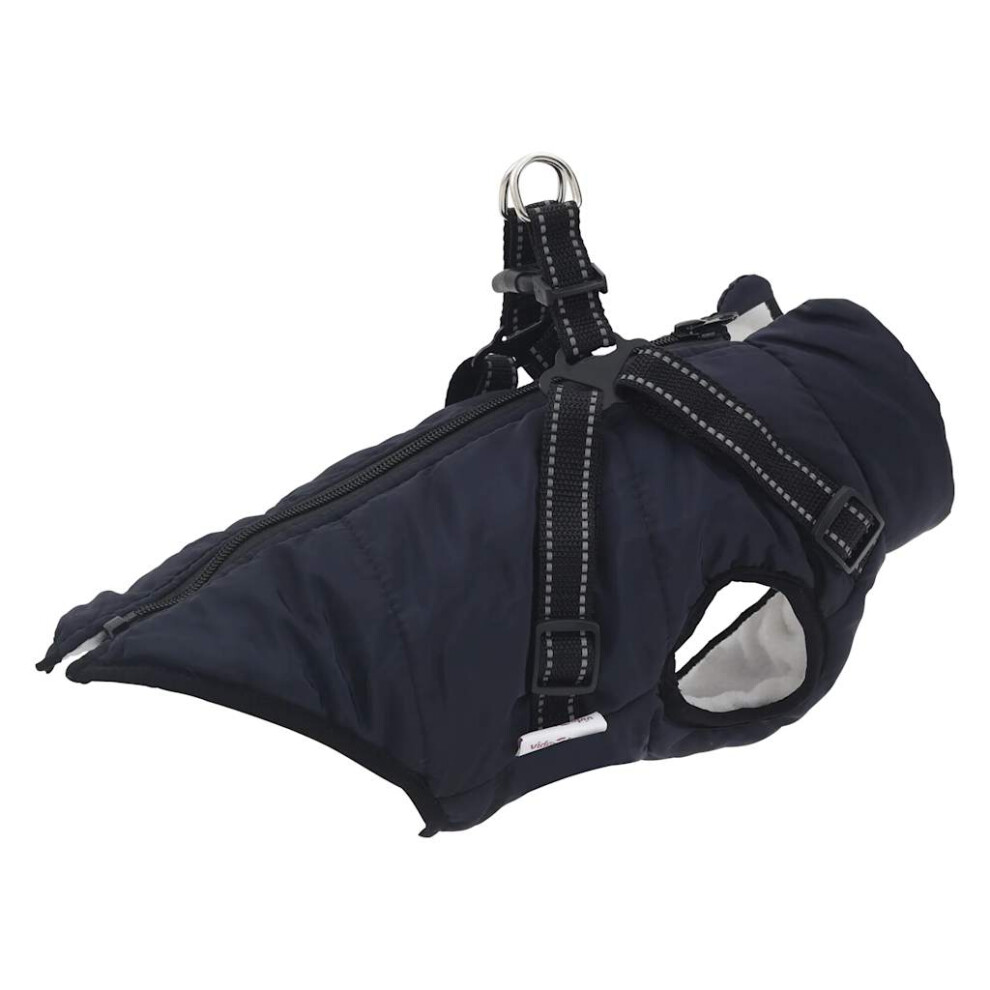 (navy blue, l) vidaXL Dog Coat with Harness Waterproof Reflective Dog Winter Coat Dog Jacket