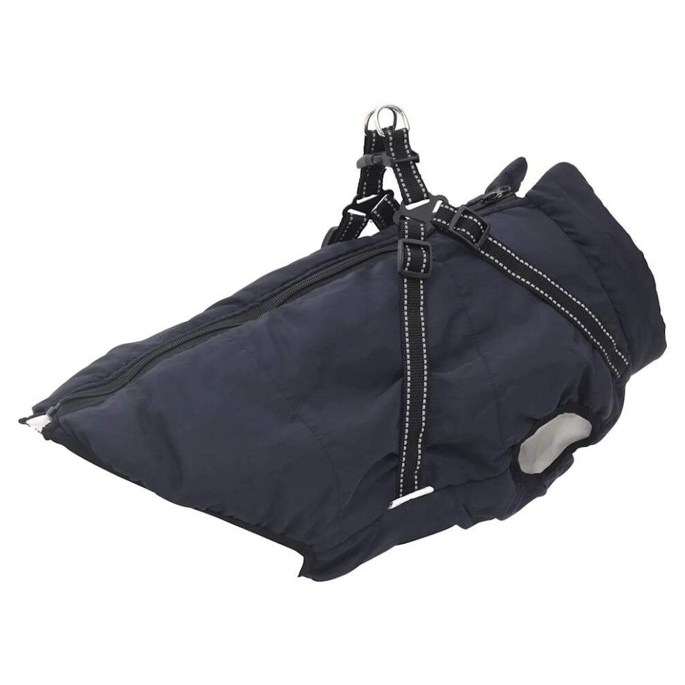 (navy blue, 3xl) vidaXL Dog Coat with Harness Waterproof Reflective Dog Winter Coat Dog Jacket