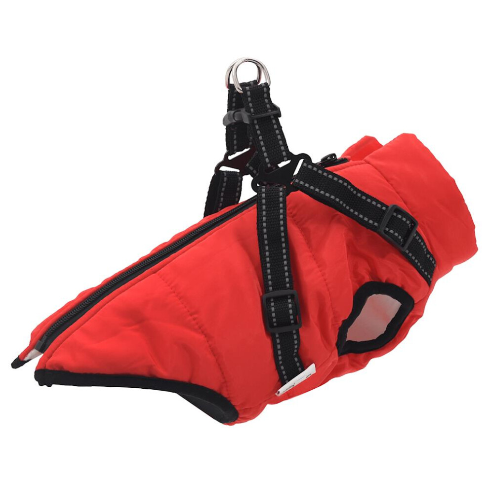 (red, l) vidaXL Dog Coat with Harness Waterproof Reflective Dog Winter Coat Dog Jacket