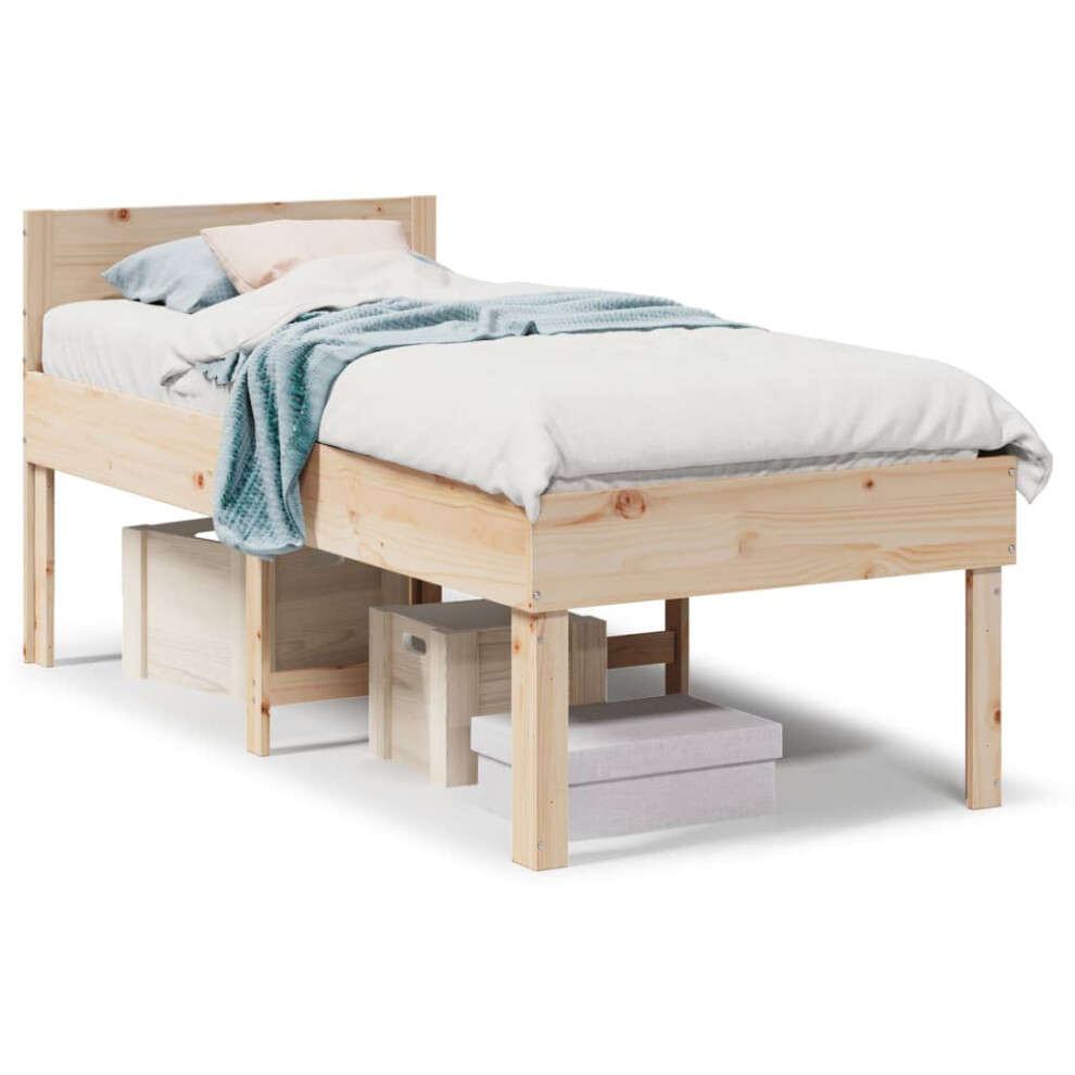 (natural, 90 x 190 cm) vidaXL Bed Frame without Mattress Bed Base Mattress Foundation Solid Wood Pine