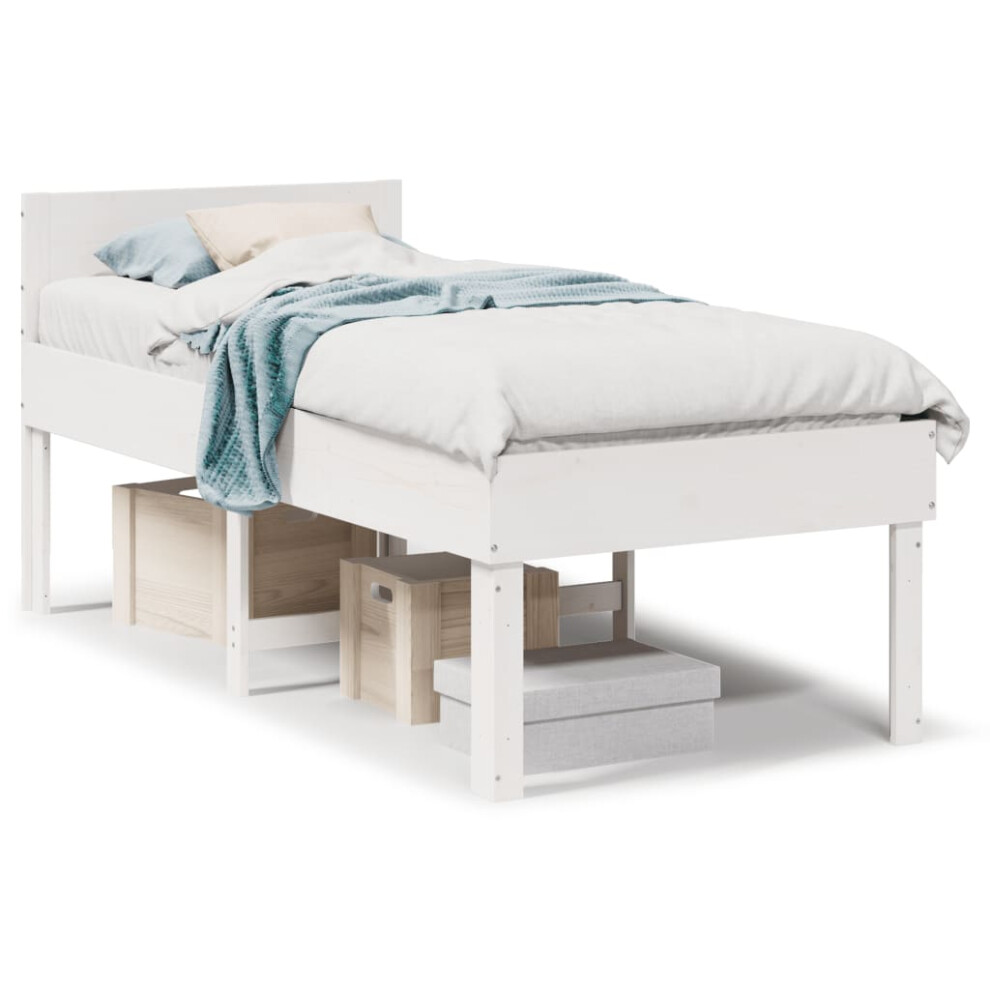 (white, 75 x 190 cm) vidaXL Bed Frame without Mattress Bed Base Mattress Foundation Solid Wood Pine