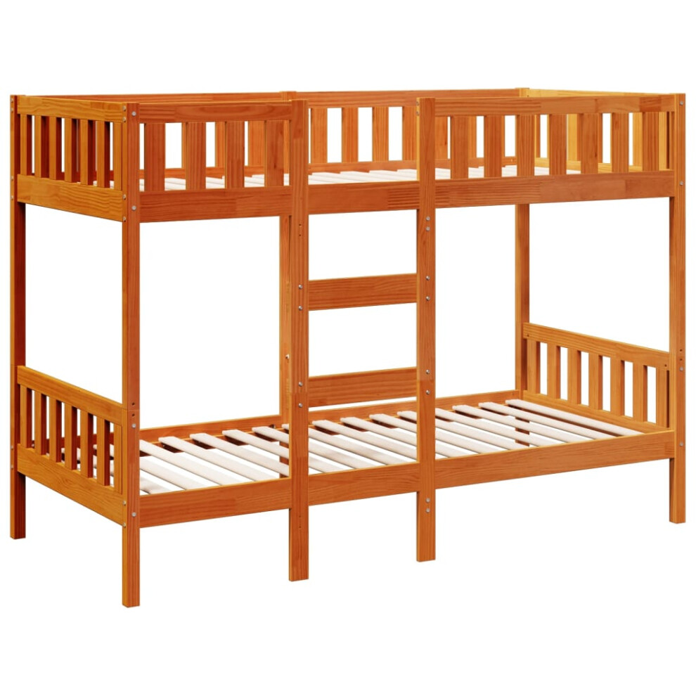 (wax brown, 90 x 200 cm) vidaXL Bunk Bed Loft Bed Kids Bed Frame Wax Solid Wood Pine