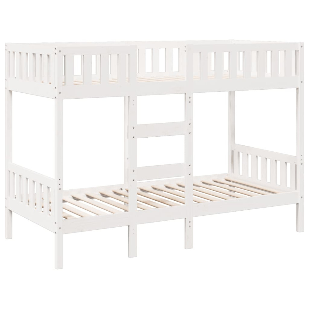 (white, 90 x 200 cm) vidaXL Bunk Bed Loft Bed Kids Bed Frame Wax Solid Wood Pine