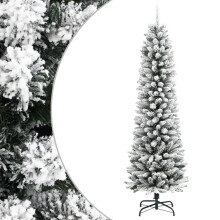 (without led, 210 cm) vidaXL Artificial Slim Christmas Tree with Flocked Snow Xmas Tree PVC and PE