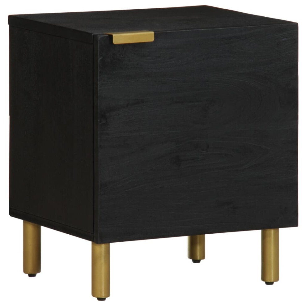 (1 pcs) vidaXL Bedside Cabinet Nightstand Bed Table Side Table Black Solid Wood Mango