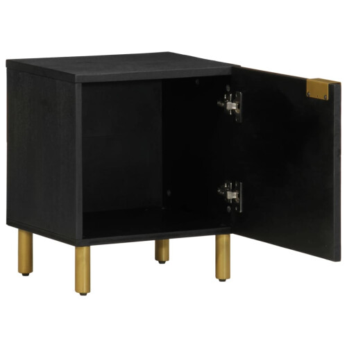 VidaXL (1 pcs) vidaXL Bedside Cabinet Nightstand Bed Table Side Table Black Solid Wood Mango 1