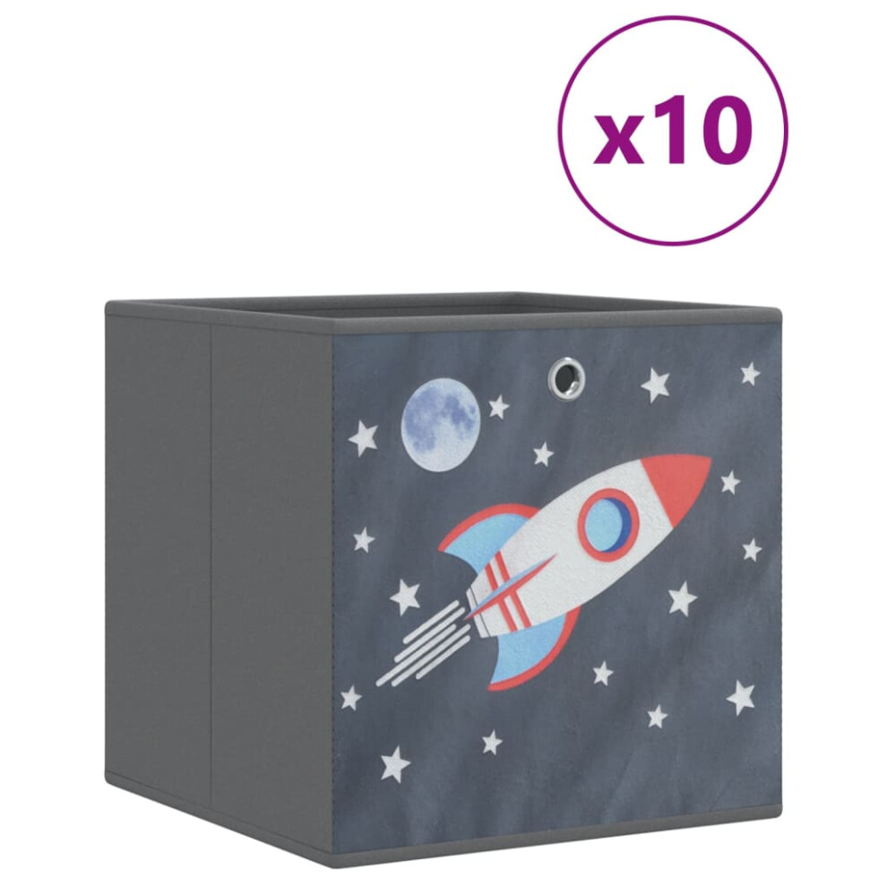 Vidaxl (Grey, 10 Pcs) Foldable Storage Boxes Storage Cube Storage Organiser Non-Woven Fabric
