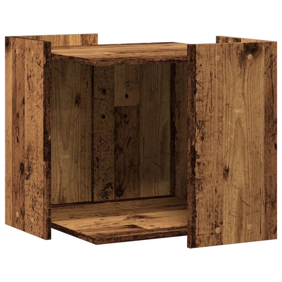 (old wood, 53 x 53 x 51 cm) vidaXL Cat Litter Box Enclosure Cat House End Table Engineered Wood