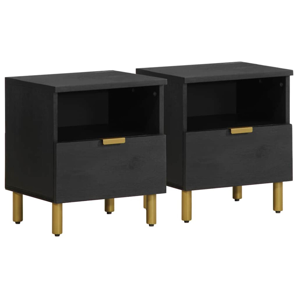 (2 pcs) vidaXL Bedside Cabinet Nightstand Bed Table Bed Cabinet Black Engineered Wood