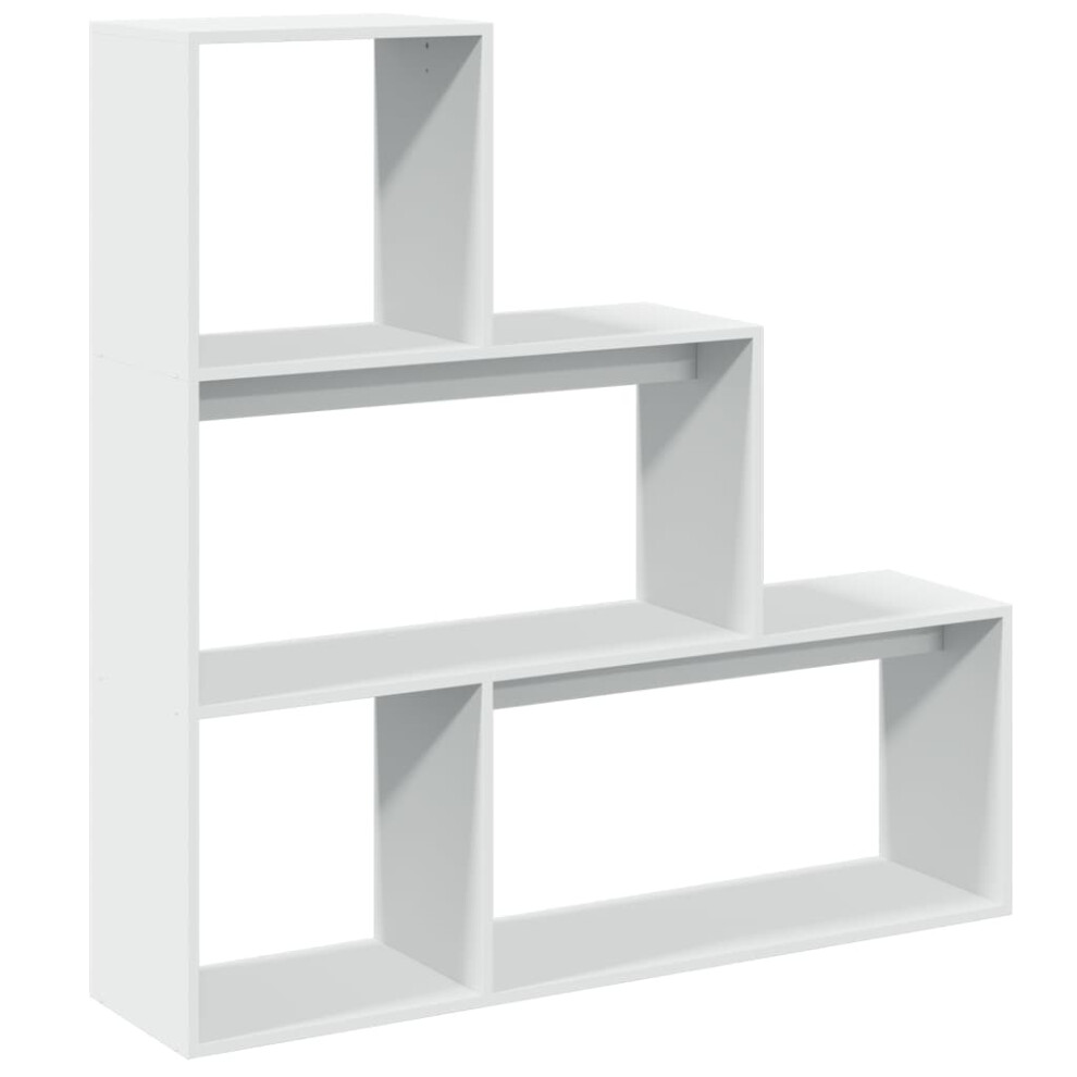 (white, 123 x 29 x 123 cm) vidaXL Room Divider Bookcase Bookshelf 4-Tier Shelf Book Rack Engineered Wood