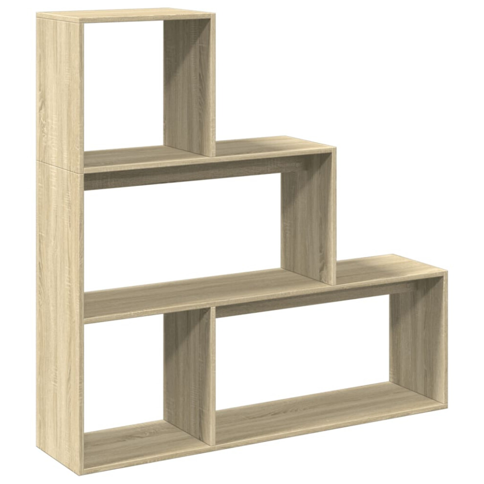 (sonoma oak, 123 x 29 x 123 cm) vidaXL Room Divider Bookcase Bookshelf 4-Tier Shelf Book Rack Engineered Wood